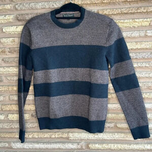 Banana Republic Unisex Crewneck Sweater Purple Blue Brown Tweed Merino Wool